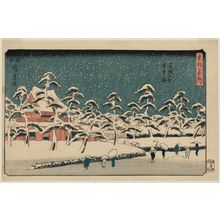 Estampe japonaise "Zôjô-ji Temple at Shiba in Snow (Shiba Zôjô-ji setchû no zu), from the series Famous Places in the Eastern Capital (Tôto meisho)" par Utagawa Hiroshige, 歌川広重 (Utagawa Hiroshige I)