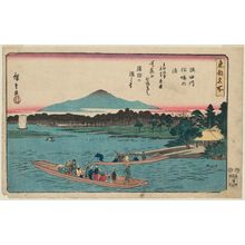 Japanese Print "Hashiba Ferry on the Sumida River (Sumidagawa Hashiba no watashi), from the series Famous Places in the Eastern Capital (Tôto meisho)" by Utagawa Hiroshige, 歌川広重 (Utagawa Hiroshige I)