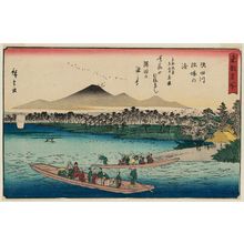 Japanischer Druck "Hashiba Ferry on the Sumida River (Sumidagawa Hashiba no watashi), from the series Famous Places in the Eastern Capital (Tôto meisho)" von Utagawa Hiroshige, 歌川広重 (Utagawa Hiroshige I)