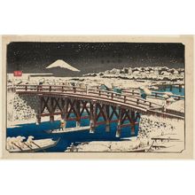 歌川広重: Nihonbashi Bridge in Snow (Nihonbashi setchû), from the series Famous Places in the Eastern Capital (Tôto meisho) - ボストン美術館