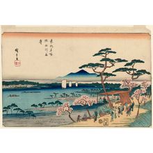 Utagawa Hiroshige: Cherry Blossoms in Full Bloom along the Sumida River (Sumidagawa hanazakari), from the series Famous Places in the Eastern Capital (Tôto meisho) - Museum of Fine Arts