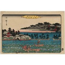 Utagawa Hiroshige: Lotus Pond at Shinobazu in Ueno (Ueno Shinobazu hasu ike), from the series Famous Places in the Eastern Capital (Tôto meisho) - Museum of Fine Arts