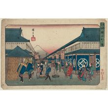 Utagawa Hiroshige: View of Suruga-chô (Suruga-chô no zu), from the series Famous Places in the Eastern Capital (Tôto meisho) - Museum of Fine Arts