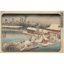 歌川広重: Snow in the Precincts of the Tenman Shrine at Kameido (Kameido Tenmangû keidai yuki), from a series Famous Places in the Eastern Capital (Tôto meisho) - ボストン美術館