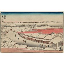 Utagawa Hiroshige: Snowy Morning in the Yoshiwara (Yoshiwara yuki no asa), from the series Famous Places in the Eastern Capital (Tôto meisho) - Museum of Fine Arts