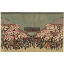 歌川広重: Cherry Blossoms at Night in the Yoshiwara (Yoshiwara yozakura no zu), from the series Famous Places in the Eastern Capital (Tôto meisho) - ボストン美術館