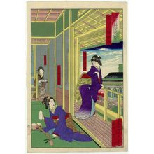 月岡芳年: The Isebara Restaurant at Shibaguchi, from the series Tokyo Restaurants with Some Fancy Dishes (Tôkyô ryôri sukoburu beppin) - ボストン美術館