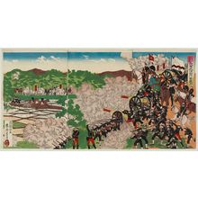 Shunsai Toshimasa: True Illustration of the Grand Maneuvers of the Army at Nagoya in Owari, Attended by the Emperor (Oshû Nagoya ni oite, rikugun dai enshû gyôkô shinzu) - Museum of Fine Arts