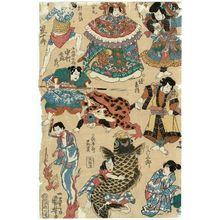 Japanischer Druck "Actor Kawarazaki Gonjûrô in varous roles" von Utagawa Kuniyoshi, 歌川国芳 (Utagawa Kuniyoshi)