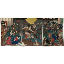 Japanischer Druck "Satô Tadanobu yûsen Yoshitoki ga sei o utsuru zu" von Utagawa Kuniyoshi, 歌川国芳 (Utagawa Kuniyoshi)