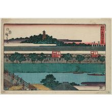 Utagawa Hiroshige, 歌川広重 (Utagawa Hiroshige I)创作的日本版画《Suitengû Shrine at Akabane (Akabane Suitengû), from the series Famous Places in Edo (Edo meisho)》