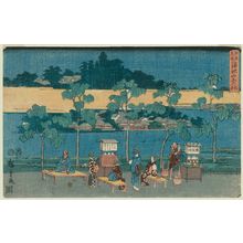 Japanischer Druck "The Reservoir and the Sannô Shrine (Tameike Sannô no yashiro), from the series Famous Places in Edo (Edo meisho)" von Utagawa Hiroshige, 歌川広重 (Utagawa Hiroshige I)