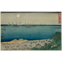 Utagawa Hiroshige, 歌川広重 (Utagawa Hiroshige I)创作的日本版画《View of Takanawa in Moonlight (Takanawa tsuki no kei), from the series Famous Places in Edo (Edo meisho)》