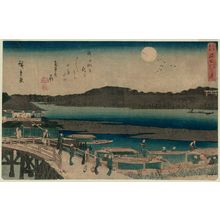 歌川広重: Moon on the Sumida River (Sumidagawa no tsuki), from the series Famous Places in Edo (Edo meisho) - ボストン美術館