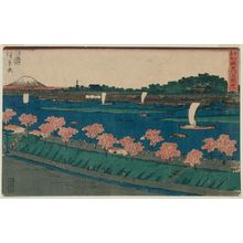 歌川広重: Mimeguri Embankment on the Sumida River (Sumidagawa Mimeguri tsutsumi), from the series Famous Places in Edo (Edo meisho) - ボストン美術館
