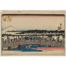 歌川広重: Nihonbashi, from the series (?) Famous Places in Edo: The Bridges (Edo meisho hashi zukushi) - ボストン美術館