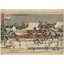 歌川広重: Snow at Zôjô-ji Temple in Shiba (Shiba Zôjô-ji setchû), from the series Three Views of Famous Places in Edo (Edo meisho mittsu no nagame) - ボストン美術館