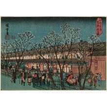 Utagawa Hiroshige: Cherry Blossoms at Night in the Yoshiwara (Yoshiwara yoru no sakura), from the series Famous Places in Edo (Kôto meisho) - Museum of Fine Arts