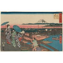 歌川広重: From Nihonbashi Bridge to Edobashi Bridge (Nihonbashi Edobashi), from the series Famous Places in Edo (Edo meisho) - ボストン美術館
