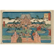 歌川広重: The Precincts of the Tenmangû Shrine at Kameido (Kameido Tenmangû keidai), from the series Famous Places in Edo (Edo meisho) - ボストン美術館