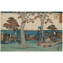 Utagawa Hiroshige: Maple-leaf Viewing at Kaian-ji Temple in Shinagawa (Shinagawa Kaianji momiji-mi), from the series Famous Places in Edo (Edo meisho) - Museum of Fine Arts