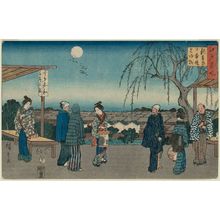 歌川広重: The Willow Tree of Farewells to Guests at Nihon Embankment in the New Yoshiwara (Shin Yoshiwara Nihon-zutsumi mikaeri no yanagi), from the series Famous Places in Edo (Edo meisho) - ボストン美術館