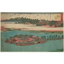 Japanischer Druck "Shinobazu Pond in Ueno (Ueno Shinobazu no ike), from the series Famous Places in Edo (Edo meisho)" von Utagawa Hiroshige, 歌川広重 (Utagawa Hiroshige I)