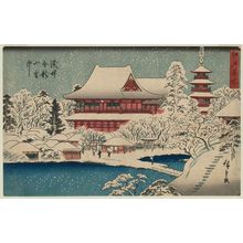 Utagawa Hiroshige, 歌川広重 (Utagawa Hiroshige I)による浮世絵「Kinryûzan Temple at Asakusa in Snow (Asakusa Kinryûzan setchû), from the series Famous Places in Edo (Edo meisho)」