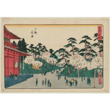 Utagawa Hiroshige, 歌川広重 (Utagawa Hiroshige I)による浮世絵「Cherry Blossoms in Full Bloom at Ueno (Ueno hanazakari), from the series Famous Places in Edo (Edo meisho)」