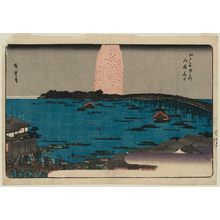 Utagawa Hiroshige: Fireworks at Ryôgoku Bridge (Ryôgoku hanabi), from the series Famous Places in Edo (Edo meisho no uchi) - Museum of Fine Arts