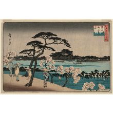 歌川広重: Cherry Blossoms in Rain along the Sumida River (Sumidagawa uchû no hana), from the series Famous Places in Edo (Edo meisho no uchi) - ボストン美術館