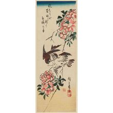 日本版画 "Sparrows and Wild Roses" 由 Utagawa Hiroshige, 歌川広重 (Utagawa Hiroshige I) 创作