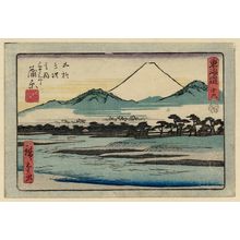 Utagawa Hiroshige: No. 16 - Kanbara, from the series The Tôkaidô Road - The Fifty-three Stations (Tôkaidô - Gojûsan tsugi no uchi), also known as the Aritaya Tôkaidô - Museum of Fine Arts