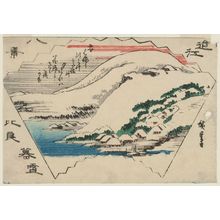 日本版画 "Twilight Snow at Mount Hira (Hira bosetsu), from the series Eight Views of Ômi (Ômi hakkei)" 由 Utagawa Hiroshige, 歌川広重 (Utagawa Hiroshige I) 创作