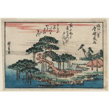 Utagawa Hiroshige: Night Rain at Karasaki (Karasaki yau), from the series Eight Views of Ômi (Ômi hakkei) - Museum of Fine Arts