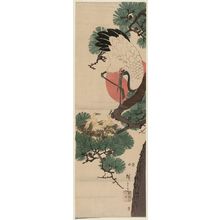 Utagawa Hiroshige: Crane and Nest of Young Birds on a Pine Branch - Museum of Fine Arts