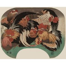 葛飾北斎: Flock of Chickens - ボストン美術館