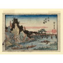 Utagawa Hiroshige: The Stone Beach at Nagabori (Nagabori ishihama no zu), from an untitled series of views of Osaka - Museum of Fine Arts