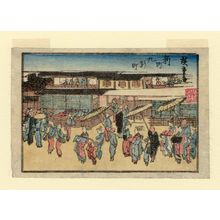 Utagawa Hiroshige: Kûken-chô in the Shinmachi Licensed Quarter (Shinmachi Kûken-chô), from an untitled series of views of Osaka - Museum of Fine Arts