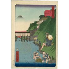 Utagawa Hirokage: No. 4, Fishermen at Ochanomizu (Ochanomizu no tsuribito), from the series Comical Views of Famous Places in Edo (Edo meisho dôke zukushi) - Museum of Fine Arts
