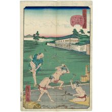 歌川広景: No. 47, Gate at Aoyama, from the series Comical Views of Famous Places in Edo (Edo meisho dôke zukushi) - ボストン美術館