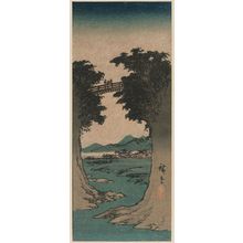Utagawa Hiroshige: The Monkey Bridge in Kai Province, cut from an untitled harimaze sheet - Museum of Fine Arts