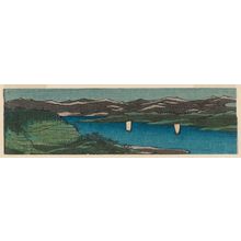 Utagawa Hiroshige: Fragment of: Dewa Province: Mogami River, A Perspective View of Mount Gassan (Dewa, Mogamigawa, Gassan enbô), from the series Famous Places in the Sixty-odd Provinces [of Japan] ([Dai Nihon] Rokujûyoshû meisho zue) (detail) - Museum of Fine Arts