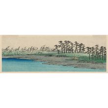 日本版画 "Landscape; fragment cut from an unidentified print" 由 Utagawa Hiroshige, 歌川広重 (Utagawa Hiroshige I) 创作