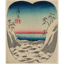 Utagawa Hiroshige: Kanbara: Clear Weather after Snow (Kanbara yukibare), cut from sheet 4 of the series Cutouts for the Fifty-three Stations (Gojûsan tsugi harimaze), also called Cutout Pictures of the Tôkaidô Road (Tôkaidô harimaze zue) - Museum of Fine Arts