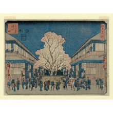 日本版画 "Naka-no-chô in the Yoshiwara (Yoshiwara Naka-no-chô), from the series Famous Places in Edo (Edo meisho)" 由 Utagawa Hiroshige, 歌川広重 (Utagawa Hiroshige I) 创作