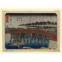 Utagawa Hiroshige: Night Rain at Nihonbashi Bridge (Nihonbashi no yau), from the series Eight Views of the Eastern Capital (Tôto hakkei) - Museum of Fine Arts