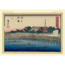 歌川広重: Evening Bell at Asakusa (Asakusa banshô), from the series Twelve Views of Edo (Edo jûni kei) - ボストン美術館