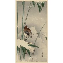 Yoshimoto Gessô: Sparrows and Bamboo in Snow - ボストン美術館