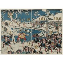 Japanischer Druck "The Night Attack in Chûshingura (Chûshingura youchi no zu)" von Utagawa Hiroshige II, 二歌川広重 (Utagawa Hiroshige II (Shigenobu))